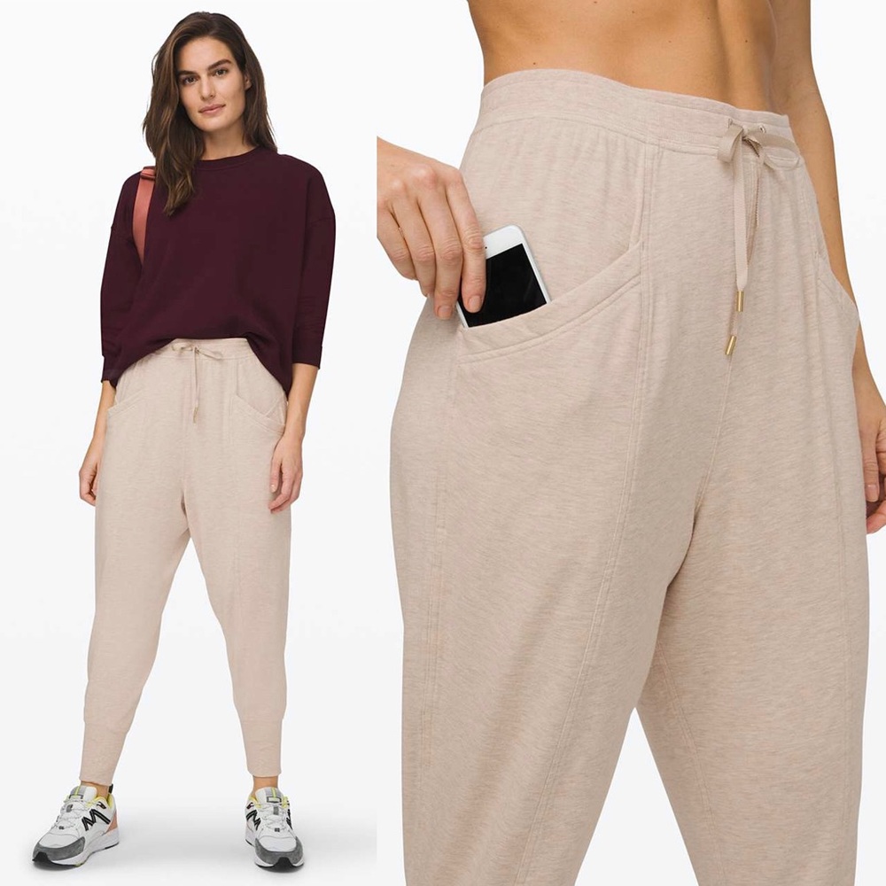 LULULEMON Still Chill Jogger Pants in Heathered Cashew Beige